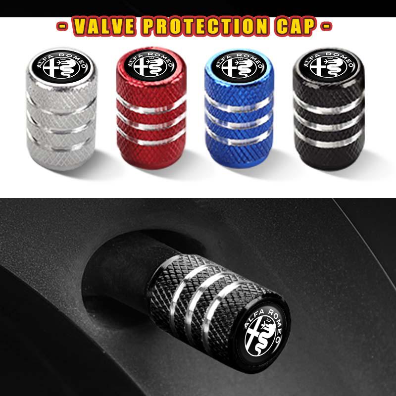 4pcs Car Tire Stem Valve Caps Dustproof Caps Cover Accessories For Alfa Romeo Giulia 147 Mito 156 159 166 GT Stelvio Brera Nsf154