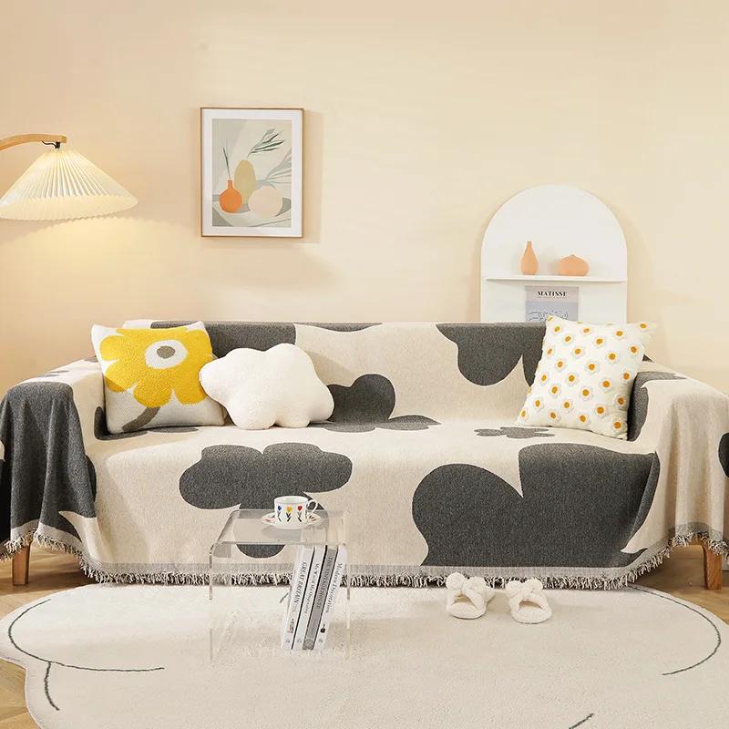Sofa Cover Cloth Chenille Cover Breathable Comfortable Backrest Cover Cloth Classic Fashionable Multifunctional Non Slip Blanket
