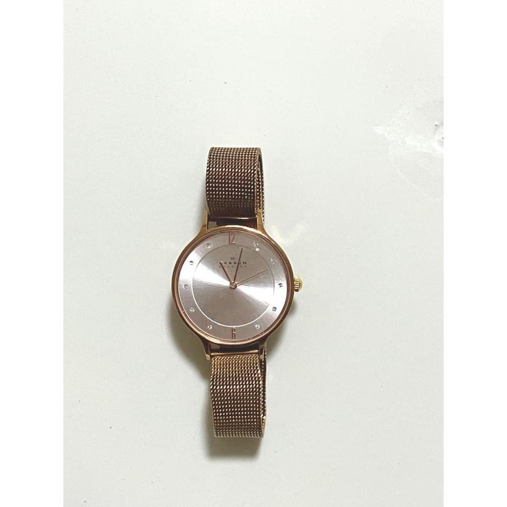 Used SKAGEN watch SKW2151 pink gold mesh belt