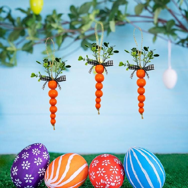 10pcs Easter Carrots Hanging Ornaments for Tree Home Decorations 2023 Kid Gift