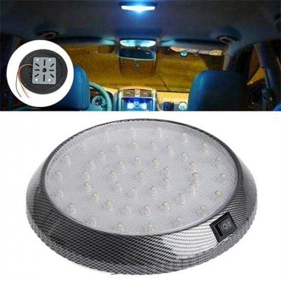 Универсальная светодиодная потолочная лампа-плафон для автомобиля, круглая, с ободком под карбон