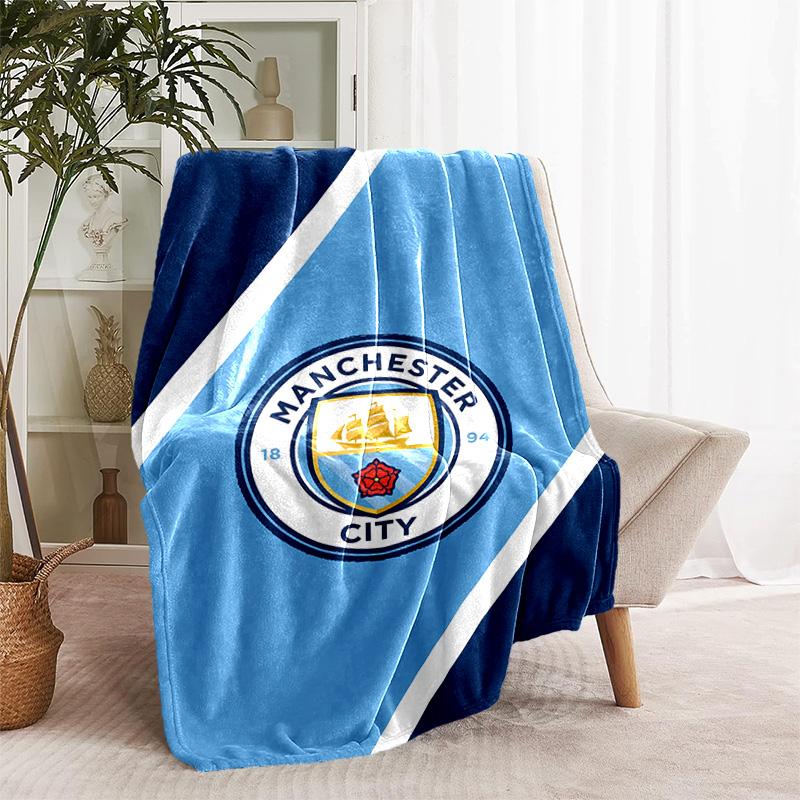 1pc Blanket - Manchester City Football Club Print Design, Lightweight Blanket for Sofa, Bed- Soft &Warm, Gift for All Seasons
