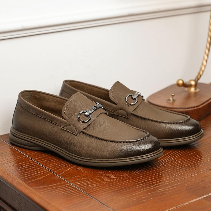 Desai Birinci Katman İnek Derisi Erkek Ayakkabıları İş Elbisesi Yumuşak Tabanlı Loafer'lar Retro İngiliz Deri Ayakkabılar Tek Pedallı Erkek Ayakkabıları