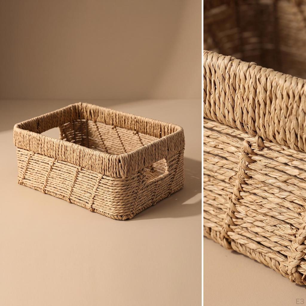 Natural Woven Storage Basket with Handles Breathable