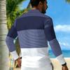 Men Plus Size Collared Long Sleeve Shirt Striped Casual Polo For Daily Life And Weekend Leisure