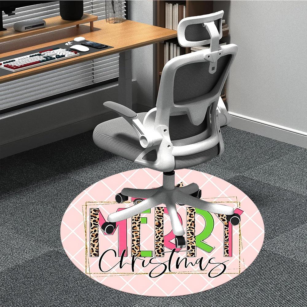 

1pc Christmas Print Chair Carpet for Office, Round Polyester Mat, Indoor Decor for Office, Washable Non-slip Carpet yy251219011 80cm by 80cm