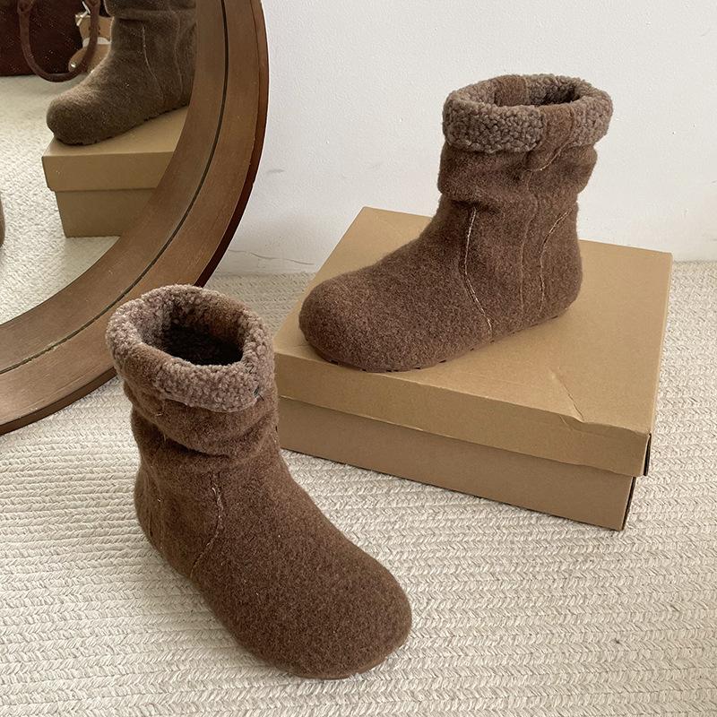 Women's soft elastic thick sole heightening winter fur one warm cold padded snow boots non-slip wear casual sports plush cotton boots