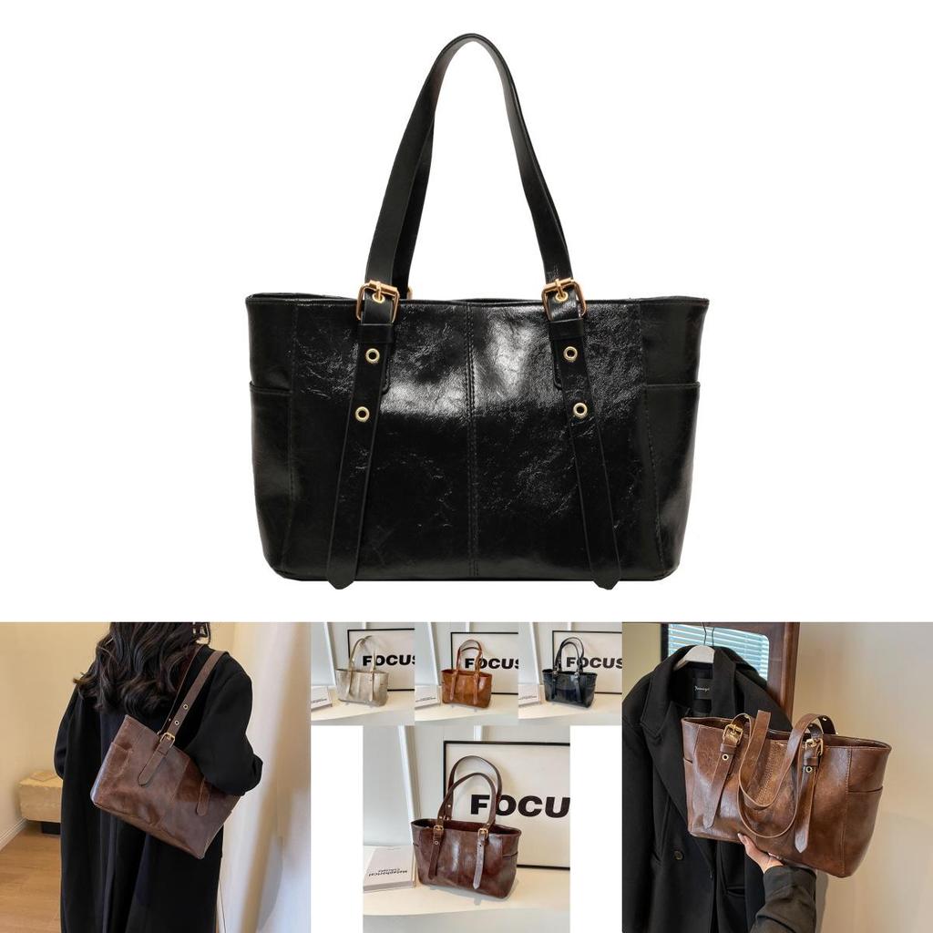 Trendy Pu Leather Tote Bag For Women Stylish Large Capacity Shoulder Bag With Zipper Closure
