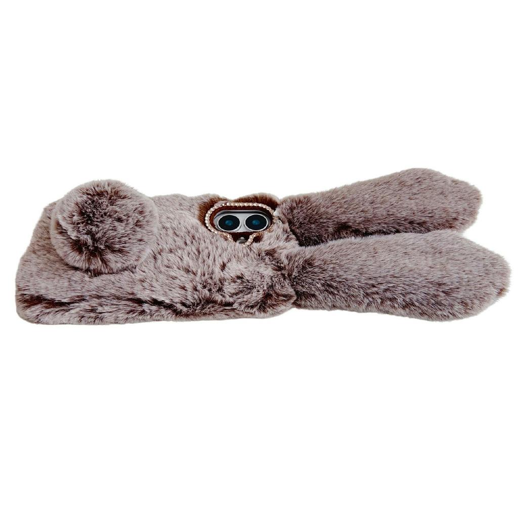 Für iPhone 17 Hülle Plüsch Niedlicher Hase Winter Flauschig TPU Handyhülle