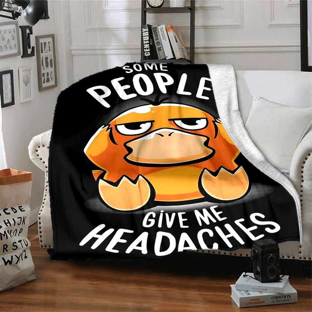 1pc Psyduck Blanket Lightweight Flannel Blanket Throw Blanket For Sofa, Bed, Travel, Camping, Livingroom, Office, Couch