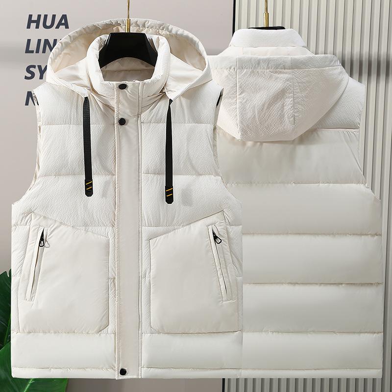 Жилет большого размера, утолщенный, осенне-зимний, повседневный, мужской, большого размера, куртка-лошадь, модный, теплый жилет, мужской S бежевый