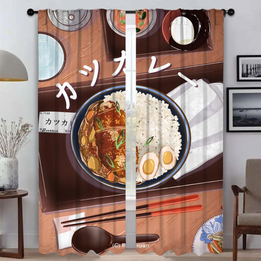 Blackout Curtain for Room 2 Panel Digital Illustrations Tulle for Bedroom Home Interior Curtains 2 Pieces Partition Shades Child