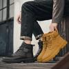 Herren Casual Kurze Stiefel Mode High Top Rutschfeste Arbeitsstiefel Herren Street Leder Motorradstiefel 2025 Neue Männer Plateauschuhe