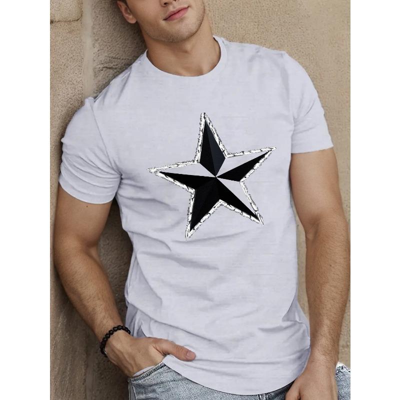 European sizes abstract large black star Men's Short Sleeve T-shirt Summer T-shirt Top