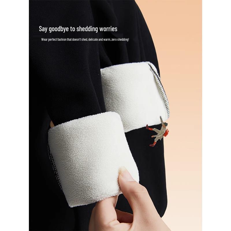 Women's High-Waist Black Wool-Lined Leggings - Warm, Thick, Velvet, Autumn/Winter 2025