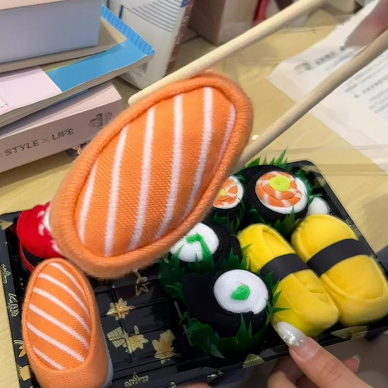 6 párů 2026 Kreativní Novinka Zábavné Jídlo Sushi Ponožky Měkké Pohodlné Prodyšné Středně vysoké Ponožky pro Muže Ženy Vánoční Dárek Ponožky