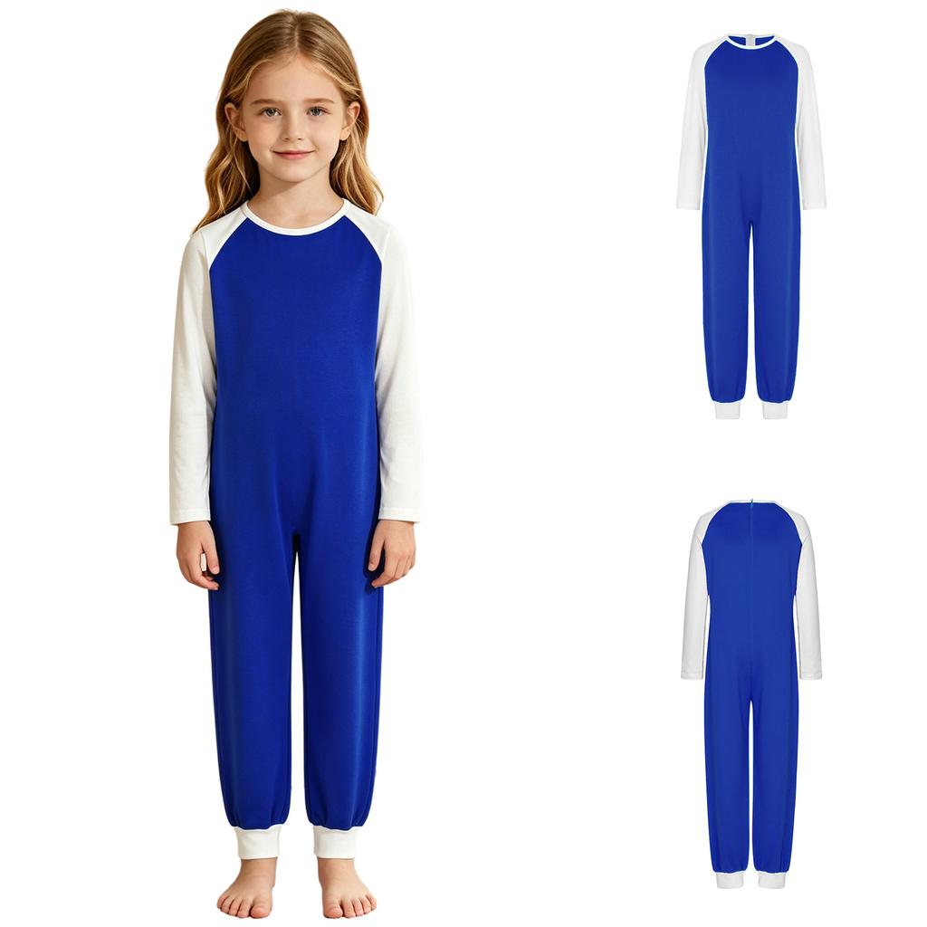 Mono Adaptativo Unisex para Niños con Necesidades Especiales, Bloque de Color, Cuello Redondo, Manga Larga, Espalda Anti-Tirones, Cremallera Trasera Invisible, Body para el Cuidado Diario