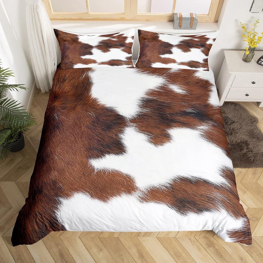 Sunflower Cowhide Three-Piece Quilt Cover 3D Digital Printing Bedding Set Bed Cover