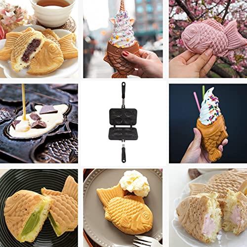 Fish-shaped taiyaki pan, non-stick, double baking pan, waffle baking pan, non-slip, easy to clean, burns prevention, for making sweet bean paste, pean
