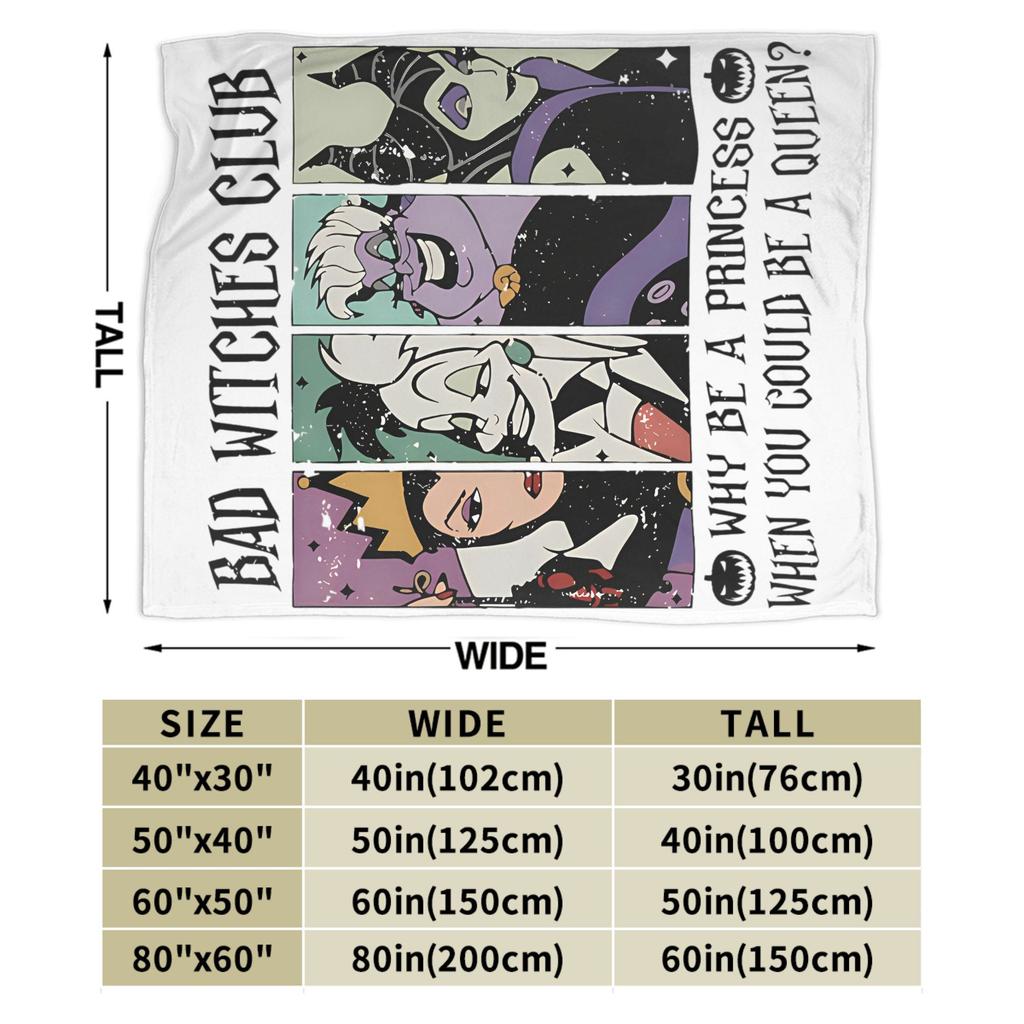 Villains Bad Witches Club Coperta Copriletto Pile Corallo Regina Cattiva Ursula Malefica Coperte Morbide Ultra Morbide Tappeto per Divano Pezzo