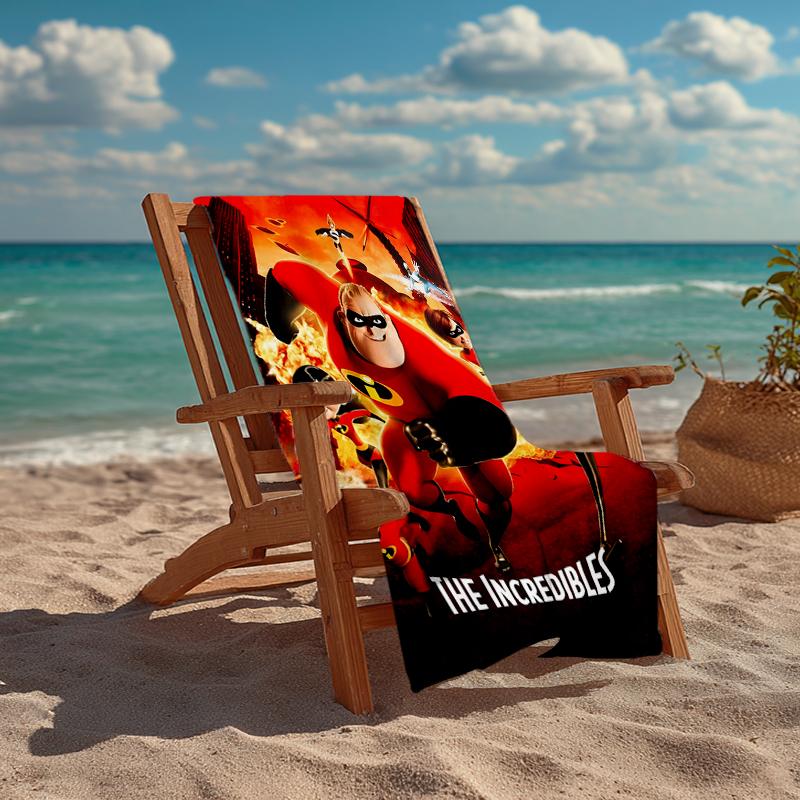 Ultra-Soft Beach Towel with The Incredibles Theme,Ideal for Pool - Camping, Diving - Perfect Travel Essential, Vibrant Beach Towel.