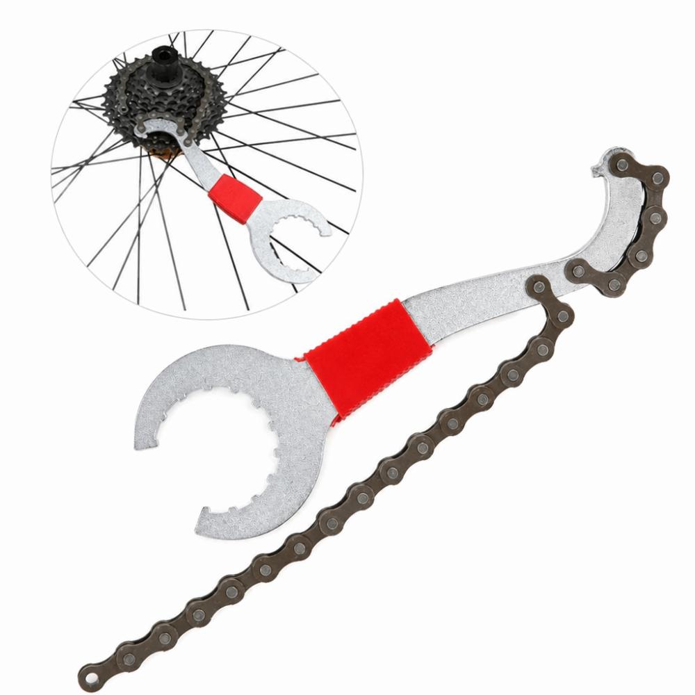 3 In 1 Bike Chain Whip Stainless Steel Sprocket Remover Wrench Freewheel Wrench Bike Repair