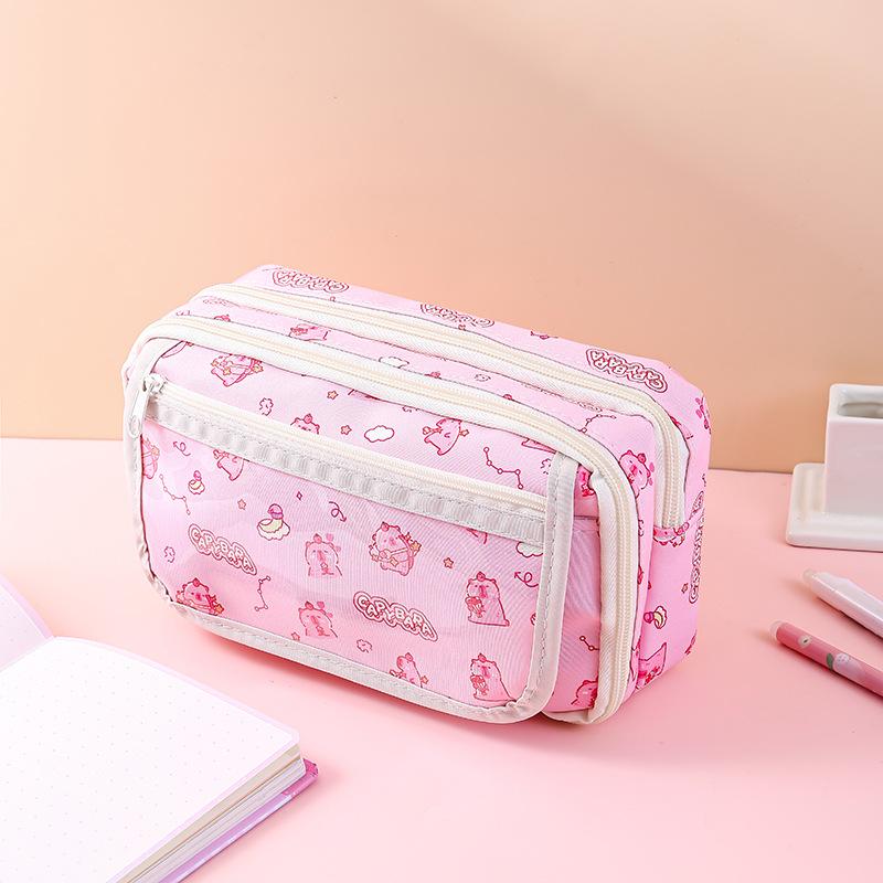 Cartoon Cute Capybara Pencil Case Students Multi-Functional Pen Bag Stationery Storage Box Large Capacity Stationery Box
