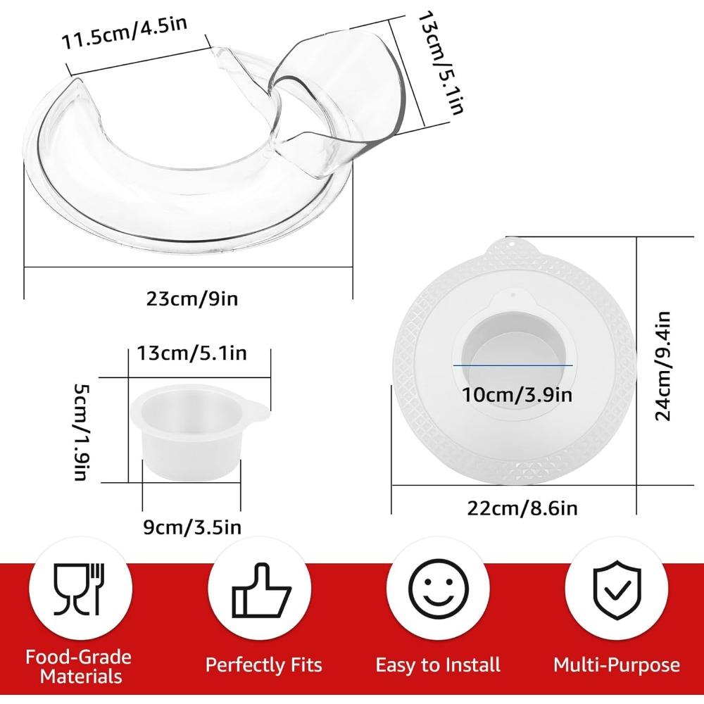 Pouring Shield and Mixers Bowl Covers Fits KitchenAid 4.5-5Qt Tilt-Head Stand Mixers Secure Splatter Guard Lids 3