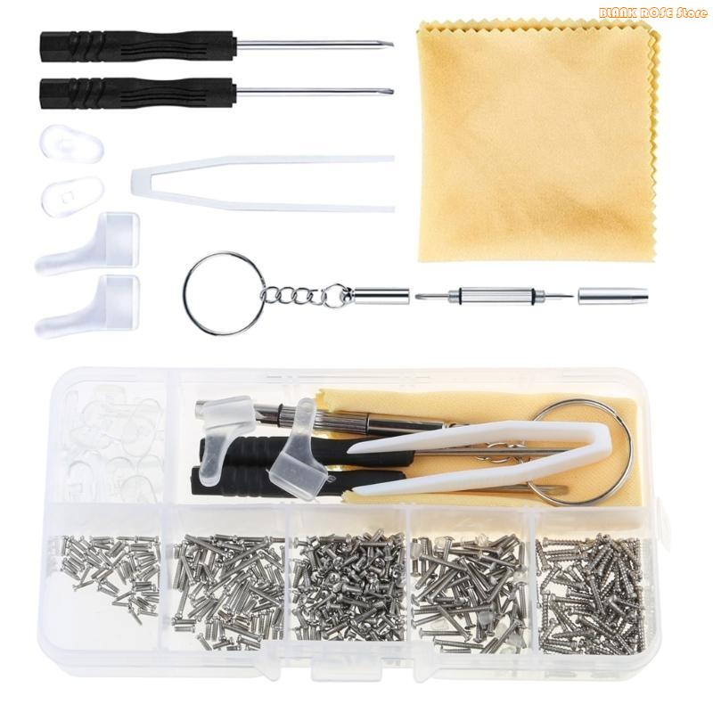 K1AE Eyeglass Repair Glasses Repair Tool with Glasses Screws, Nose Pad, Tool