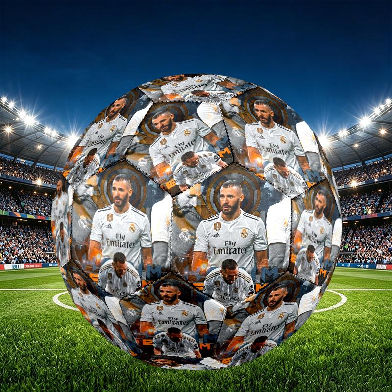 Real Madrid Print Size 5 Soccer Ball, PU Wear Resistant Football for Match Training and Daily Practice, Birthday Gift for Soccer Fans
