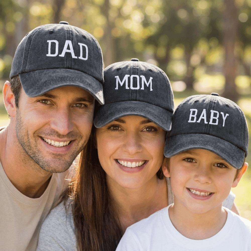 Cotton Parent-child Baseball Hats Vintage Outdoor Sunscreen Hats DAD MOM BABY Embroidery Caps