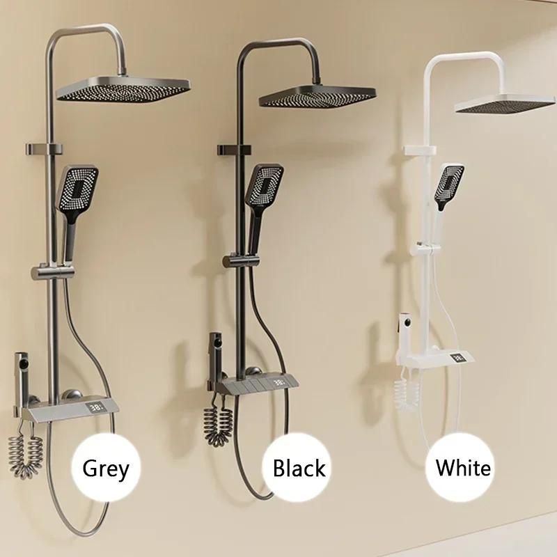 Bathroom Shower Set Multifunctional Practical Four Outlets Adjustable Water Pressure Temperature Setting Bathroom Accessory