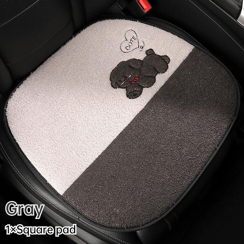 Funny Puppy Car Seat Cover 2025 New Autumn Fleece Fabric PU Leather Warm Comfortable Quick Installation Fits Most Cars