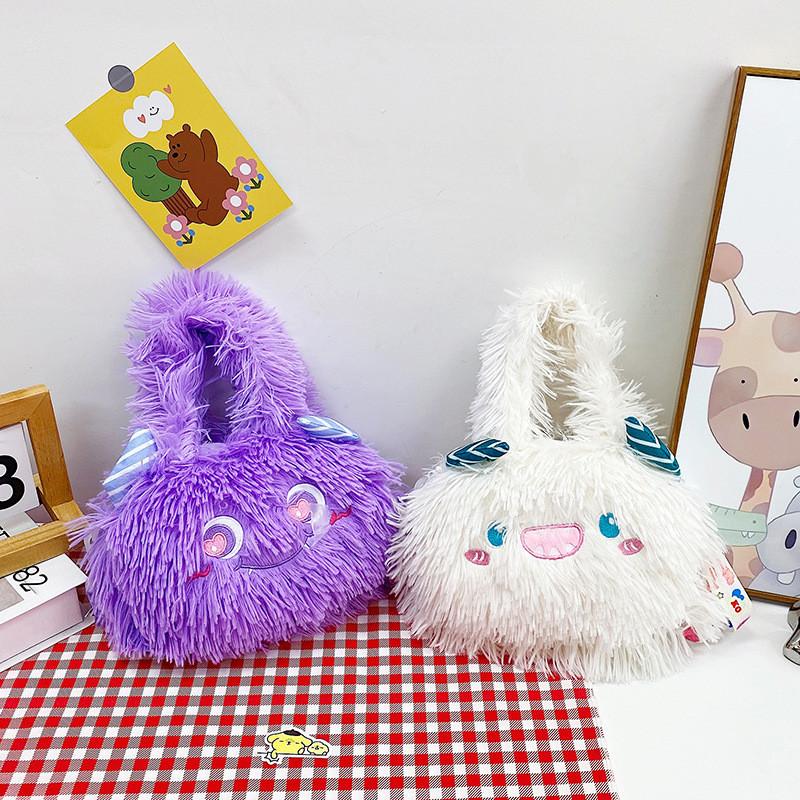 Entzückende Plüschmonster-Schultertasche für Mädchen, weich und leicht, Handtasche für Kinder