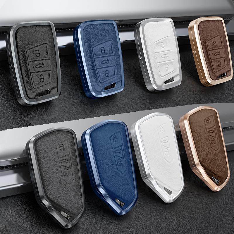 For VW Volkswagen Golf 7 MK7 Tiguan MK2 For SEAT Ateca Leon FR 2 Ibiza Golf 8 MK8 For Skoda Octavia Metal Leather Key Cover Case
