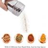 2PCS Stainless Steel Seasoning Shaker with Rotating Lid Buckle, Flour Spice Shaker, Dredge Shaker Metal Salt and Pepper Shakers