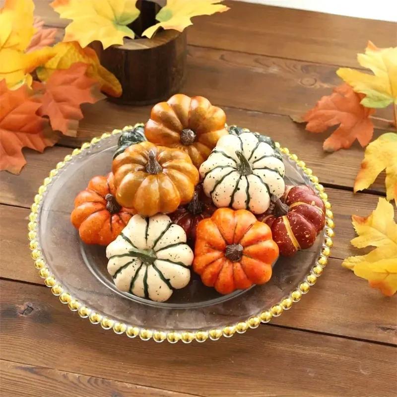 9pcs Random Mixed Mini Artificial Halloween Thanksgiving Pumpkin Decor Simulation Vegetable DIY Craft Home Party Decoration Prop