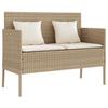 Garden Bench with Cushions Beige Poly Rattan