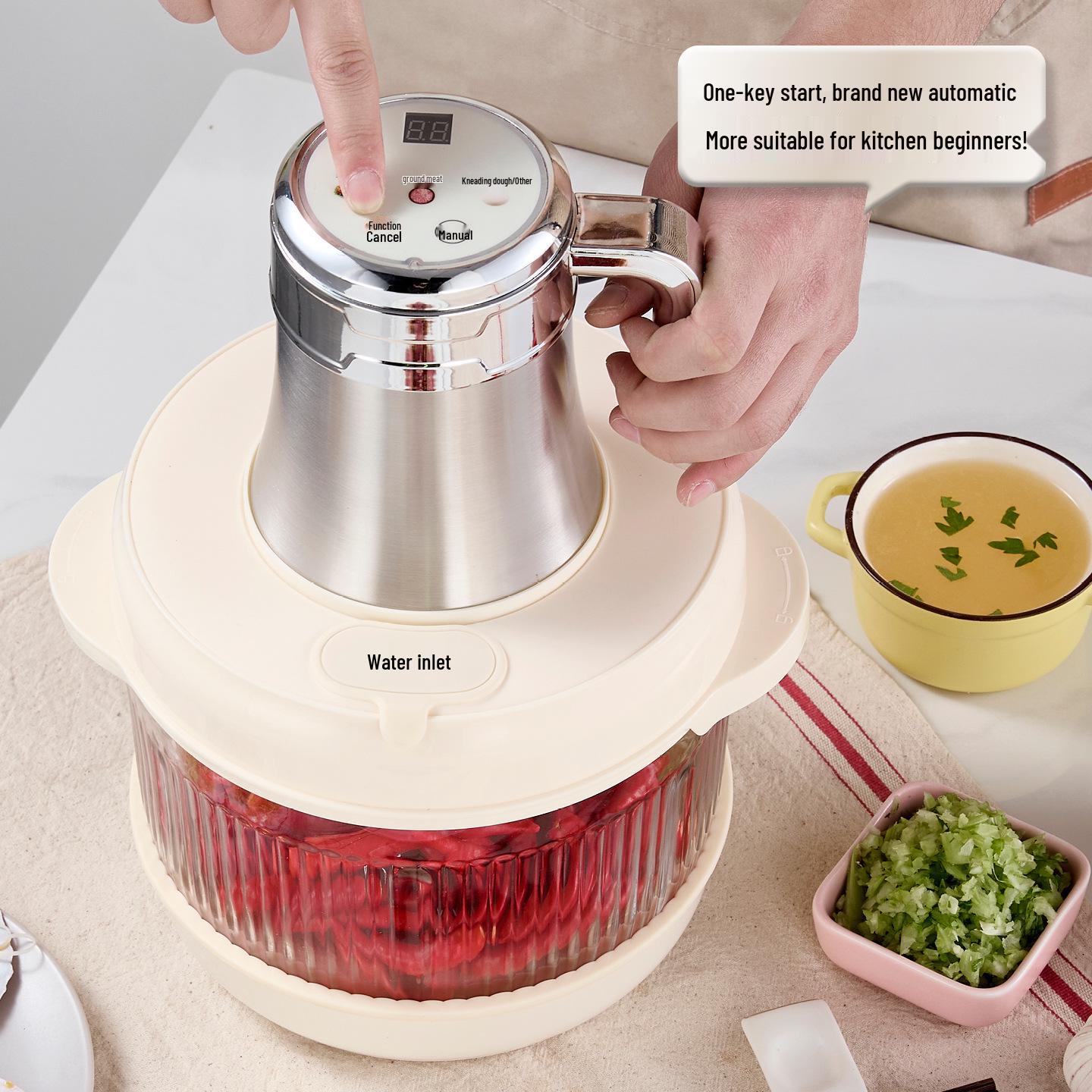 Automatic Electric Meat Grinder & Vegetable Chopper with Dough Kneading