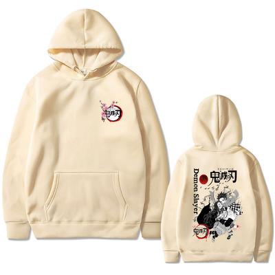 Anime Demon Slayer Cherry Blossom Graphic Hoodie Kamado Nezuko Kamado Tanjirou Pullover Men Women Casual Fleece Hoodies