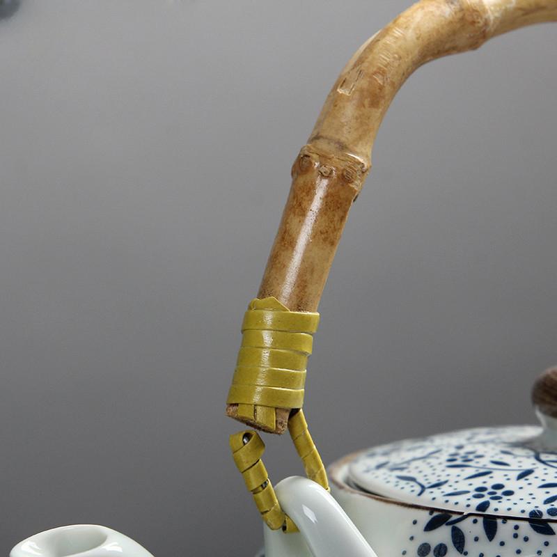 High Temperature Resistant Ceramic Teapot 1000ml Office Tea Pot Filter Household Blue and White Porcelain Kettle