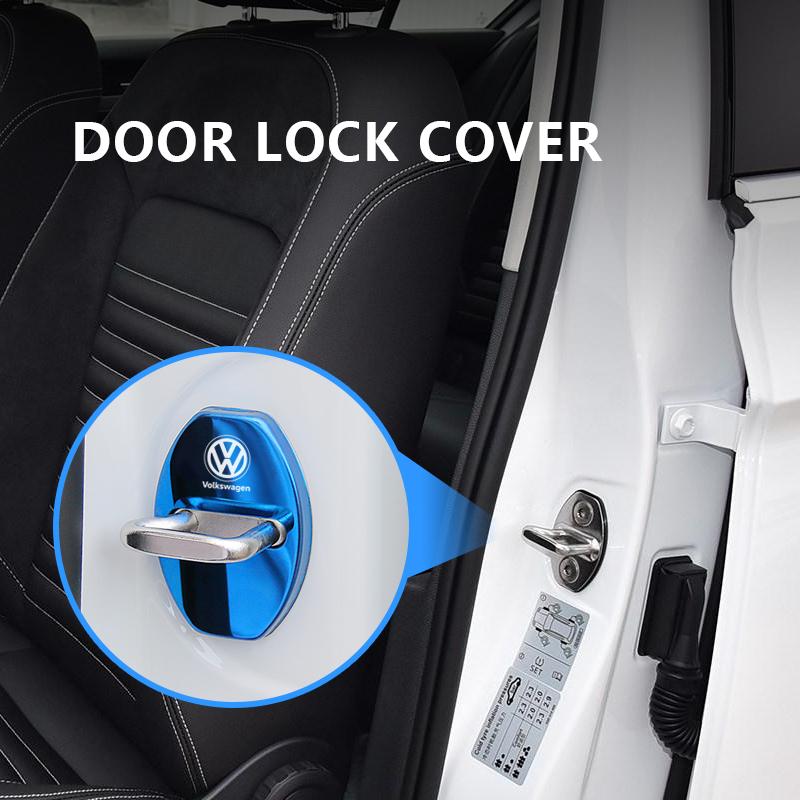 hijk1 Zinc Alloy Car Door Lock Buckle Cover Protective Covers For VW GTI Polo Golf Passat B8 CC ID.3 Arteon Tiguan Jetta T-ROC Touareg