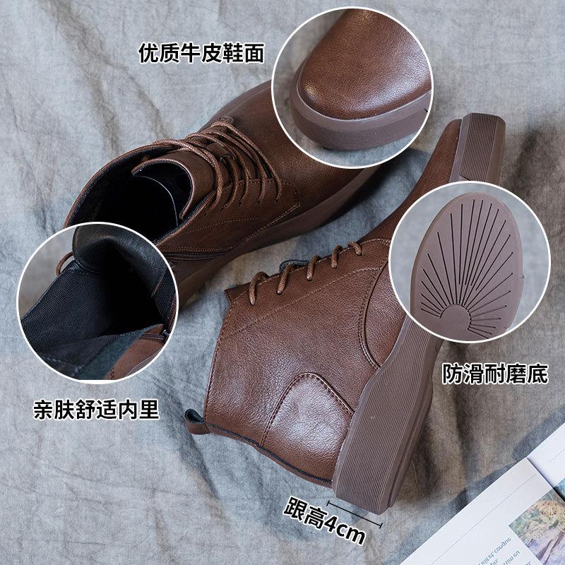 Leather Martin Boots Women's 2025 Popular Autumn and Winter Skinny Boots Maillard Short Boots Versatile Brown Knight Boots