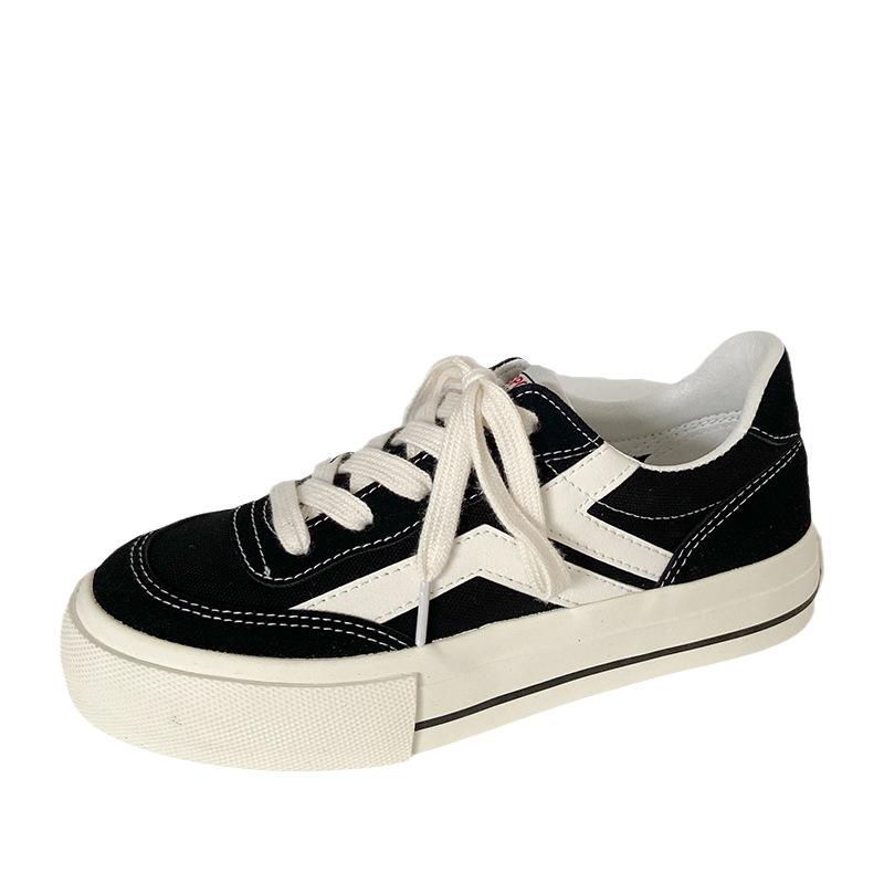 

H1059 гонконгский стиль парусиновые туфли на платформе женские ретро шик универсальные ulzzang tide ins нишевые туфли для сноубординга в стиле колледжа 35 чёрный