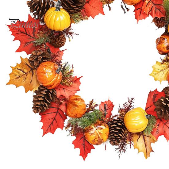 Autumn Theme Party Supplies Thanksgiving Day Wall Sticker, Pumpkin/Pinecone/Leaf Print Garland Shape Waterproof PVC Fall Window Clings Decal,