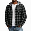 Men's Plaid Flannel Hoodie Fashion Casual Long Sleeve Pullover Sweatshirt with Hood