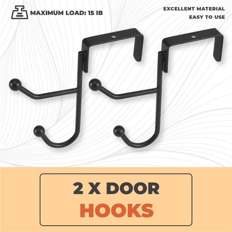 M-Modern-2 Pack Over The Door Hooks Hanger, Sturdy Metal Double Hook Hanger For Hanging Coats, Hats, Robes, Towels