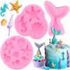 Molde de silicona con forma de cola de sirena, coral, conchas y algas marinas para decoración de tartas, moldes de pasta de goma, chocolate y caramelos