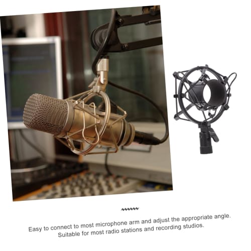 Toyvian 1 Piece Microphone Shock Mount, Live Microphone Stand, Microphone Bracket, Microphone Pop Filter, Desktop Microphone, Microphone Holder, Micro