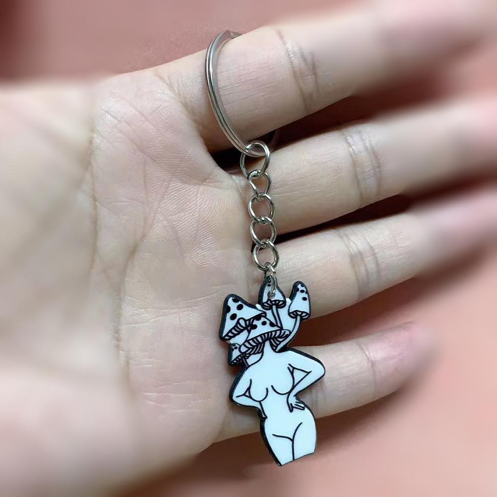 Acrylic Halloween Keychain Mushroom Girl Key Ring Crossbody Bag Pendant Keychain